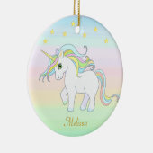 Cute Unicorn & Stars op parelkleuren Keramisch Ornament (Rechts)