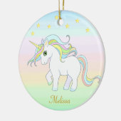 Cute Unicorn & Stars op parelkleuren Keramisch Ornament (Links)