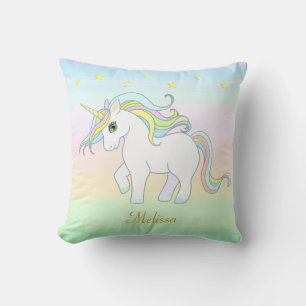 Cute Unicorn & Stars op parelkleuren Kussen