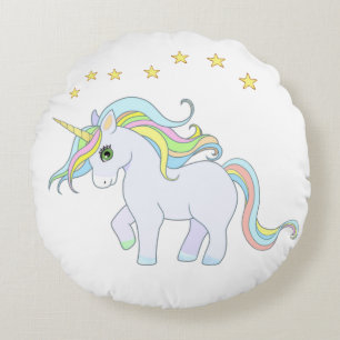 Cute Unicorn & Stars Rond Kussen