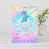 Cute Unicorn Stars Tie Dye Baby shower Kaart (Staand voorkant)