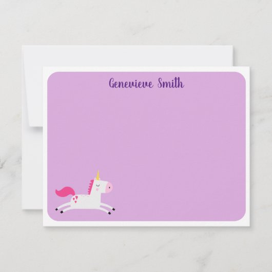 Cute Unicorn Stationery Notitiekaartje (Voorkant)