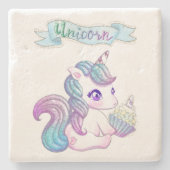 Cute Unicorn Stenen Onderzetter (Voorkant)