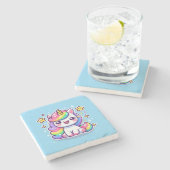 Cute Unicorn Stenen Onderzetter (Zijkant)