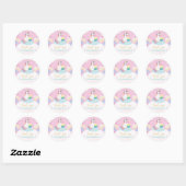 Cute Unicorn, sterren, Wolk, Regenboog Ronde Sticker (Vel)