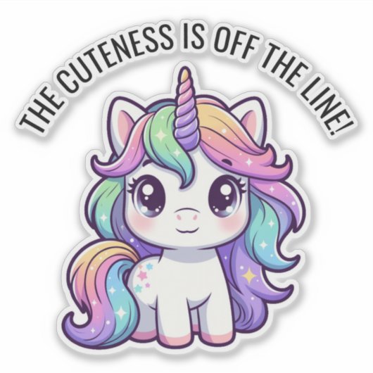 Cute Unicorn Sticker – De Schattigheid Is Van De L (Voorkant)