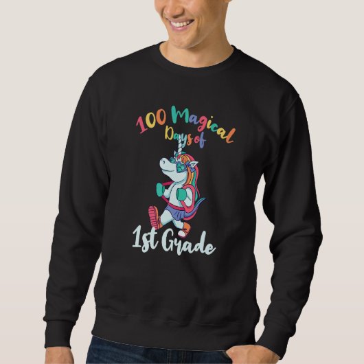 Cute Unicorn Student 100 Magische Dagen 1st Grade Trui (Voorkant)