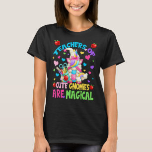 Cute Unicorn Teacher Gnome voor vrouwen Magische T T-shirt