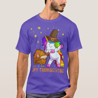 Cute unicorn Thanksgiving voor meisjes Pet Tu T-shirt
