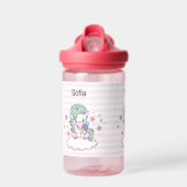 Cute Unicorn Toddler personaliseer duurzame naam Waterfles (Voorkant)
