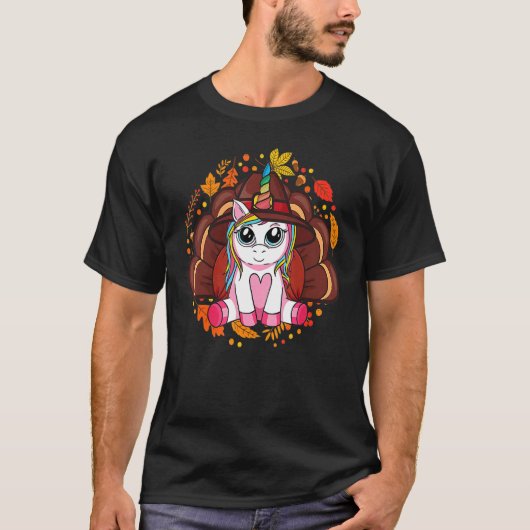 Cute Unicorn Turkey Happy Thanksgiving Girls Kinde T-shirt (Voorkant)