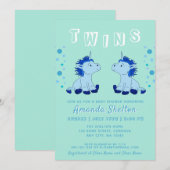 Cute Unicorn Twins 2 Baby Boys Baby shower Kaart (Voorkant / Achterkant)