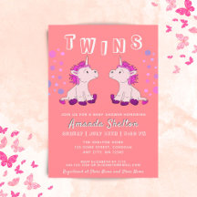 Cute Unicorn Twins 2 Baby Girls Baby shower
