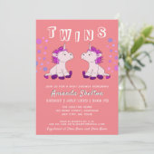 Cute Unicorn Twins 2 Baby Girls Baby shower Kaart (Staand voorkant)