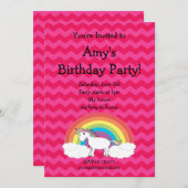 Cute unicorn verjaardagsuitnodiging kaart (Voorkant / Achterkant)