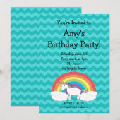 Cute unicorn verjaardagsuitnodiging kaart (Voorkant / Achterkant)