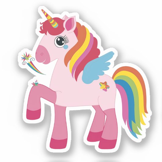 Cute Unicorn Vinyl Sticker (Voorkant)