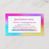 Cute unicorn visitekaartje (Achterkant)