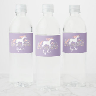 Cute Unicorn Waterfles Etiket