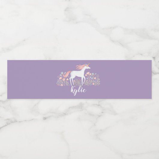 Cute Unicorn Waterfles Etiket (Enkel label)