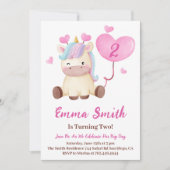 Cute Unicorn Waterverf Birthday Party Kaart (Voorkant)