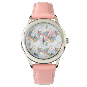 Cute Unicorn Waterverf Horloge