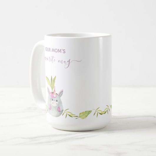 Cute Unicorn Waterverf Mam's favoriet Koffiemok (Voorkant links)