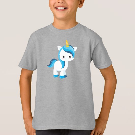 Cute Unicorn, Winter, Snowflakes, Magic Unicorn T-shirt (Voorkant)