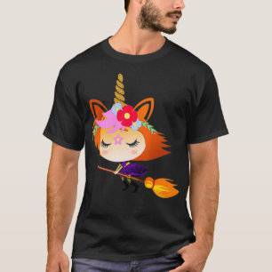 Cute Unicorn Witch Funny Halloween Costume for Wom T-shirt