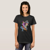 Cute Unicorn Witch Riding Dinosaur Pumpkin Hallowe T-shirt (Voorkant volledig)
