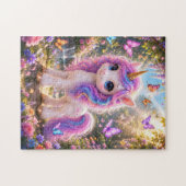 Cute Unicorn with Butterflies Jigsaw Puzzle Legpuzzel (Horizontaal)