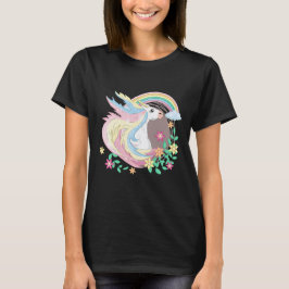 Cute Unicorn with Flowers Magical Unicorn Art  T-shirt