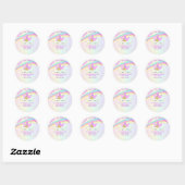 Cute Unicorn with Magic Rainbow Birthday Girl Ronde Sticker (Vel)
