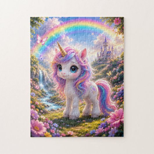 Cute Unicorn with Rainbow Jigsaw Puzzle Legpuzzel (Verticaal)