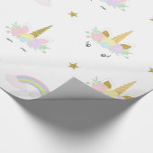Cute Unicorn Wrapping Paper Cadeaupapier (Hoek)
