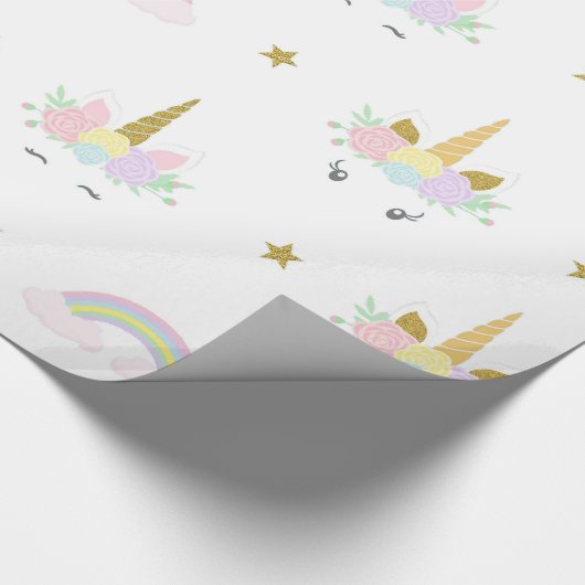 Cute Unicorn Wrapping Paper Cadeaupapier (Hoek)