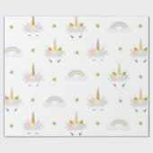 Cute Unicorn Wrapping Paper Cadeaupapier (Vlak)
