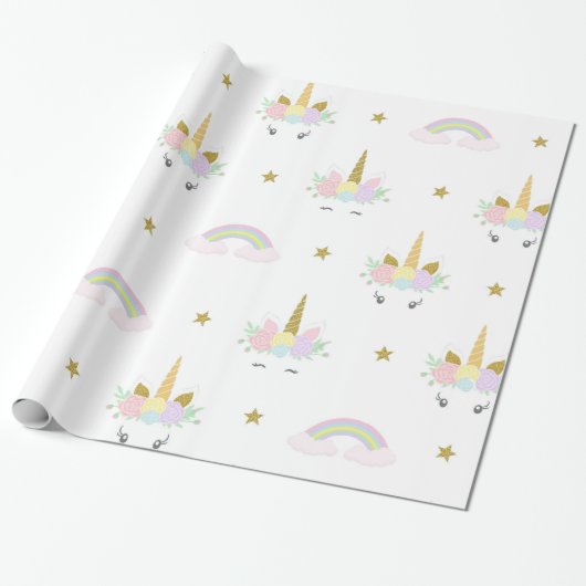 Cute Unicorn Wrapping Paper Cadeaupapier (Uitgerold)