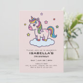 Cute Unicorns Birthday Party Invitation Kaart (Staand voorkant)