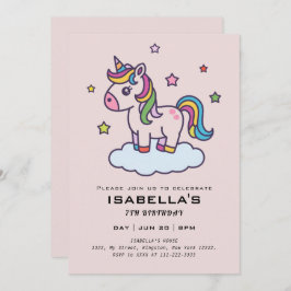 Cute Unicorns Birthday Party Invitation Kaart