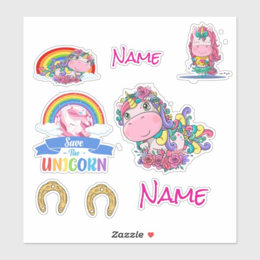 Cute Unicorns Custom-Cut Vinyl Sticker (Vel)