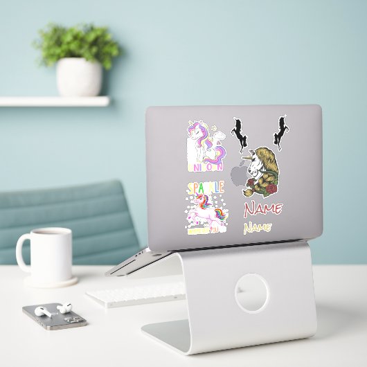 Cute Unicorns Custom-Cut Vinyl Sticker (Laptop op bureau)