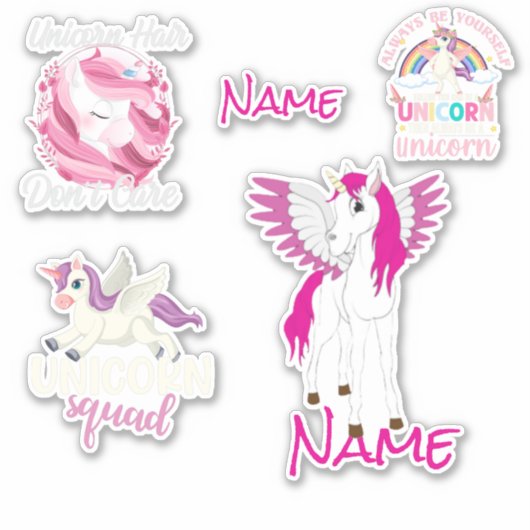 Cute Unicorns Custom-Cut Vinyl Sticker (Voorkant)