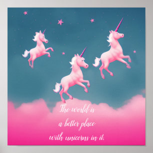 Cute Unicorns die het Poster van het Manuscript va
