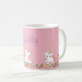 Cute Unicorns en Floral Personalized Koffiemok (Voorkant rechts)