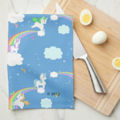 Cute Unicorns en Rainbows Theedoek (Quarter Fold)