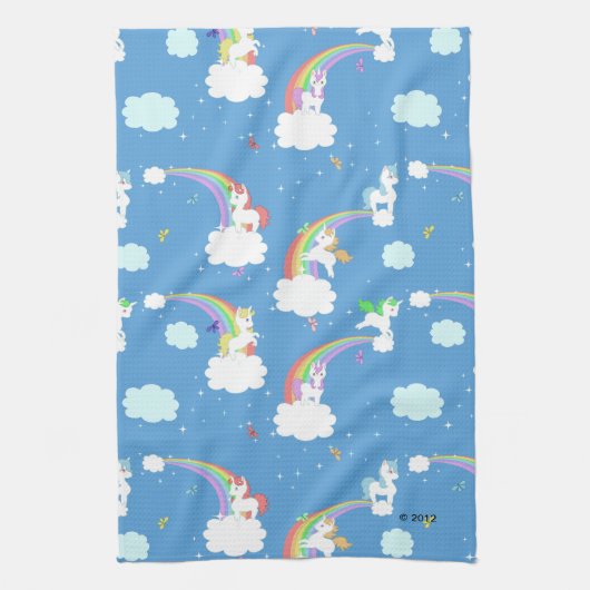 Cute Unicorns en Rainbows Theedoek (Verticaal)