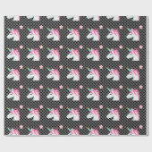Cute Unicorns Flower Emoji Polka Dots Pattern Cadeaupapier (Vlak)
