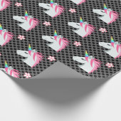 Cute Unicorns Flower Emoji Polka Dots Pattern Cadeaupapier (Hoek)