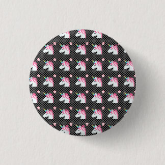 Cute Unicorns Flower Emoji Polka Dots Pattern Ronde Button 3,2 Cm